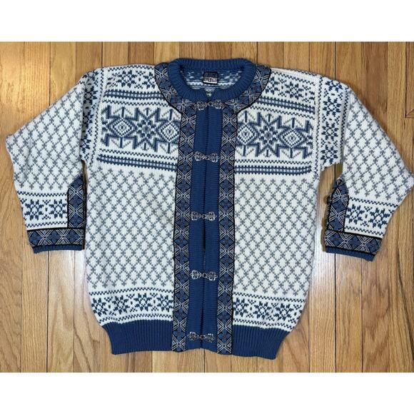 Dale of Norway Women's Size Small Wool Blue White Metal Clasp Cardigan Sweater - Picture 1 of 16